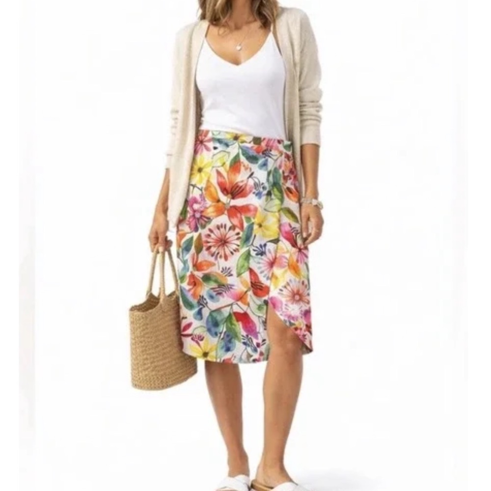 Rip skirt Hawaii Floral Wrap Midi Skirt length 3 - XL
